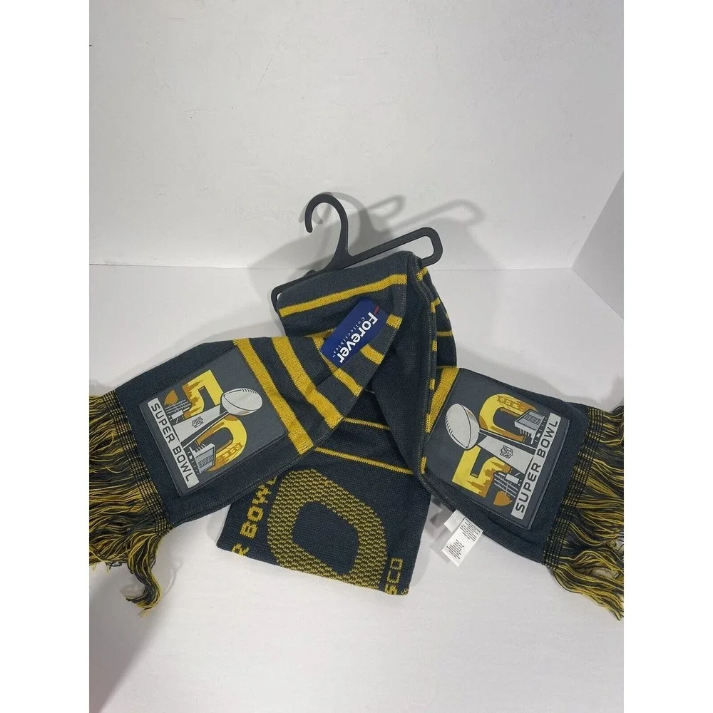 Super Bowl 50‎ Broncos Panthers Scarf San Francisco Bay Area Gray Yellow NEW